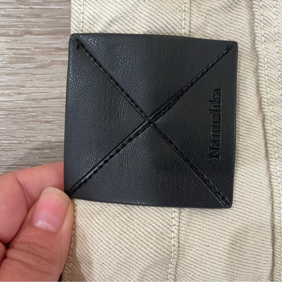 NWT Nanushka Seldes Beige Crochet-Trimmed Jeans - Picture 15 of 16